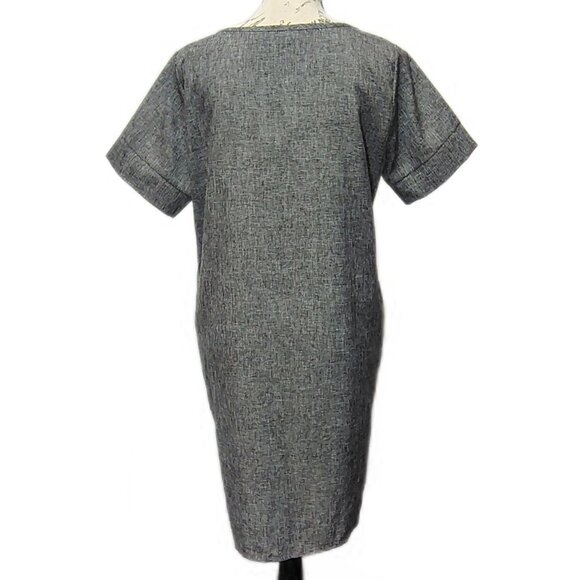 Gray Shift Dress XL Knee Length Pop Over Scoop Neck - 60s Retro Normcore - Picture 3 of 6